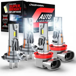 For 2009-2014 Hyundai Genesis 4pcs H7+H11 Super Bright Light Bulbs 6000K White - Picture 1 of 13