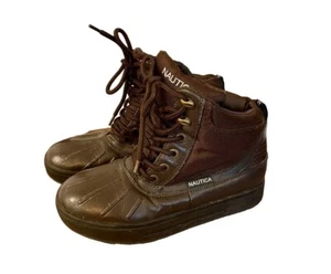 Boys nautica duck boots size 3 chocolate brown  - Picture 1 of 7