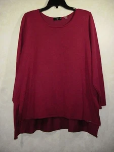 T Tahari Sweater Women 2X Magenta Round Neck Pleated Back Long Sleeve - Picture 1 of 11