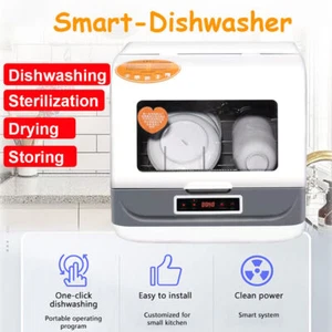 Portable Compact Benchtop Dish Washing Machine Mini Dishwasher 3 Wash Programs - Picture 1 of 19