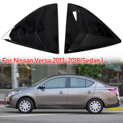 Par de molduras de persiana de ventana trasera negro brillante para Nissan Versa Sedán 2013-2018 Foto 1 de 4