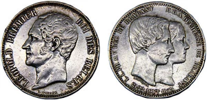 Belgium 1853 5 Francs Silver 90.0% XF - Picture 1 of 1