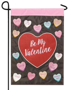 Burlap Candy Hearts Double Applique Garden Flag - Picture 1 of 1