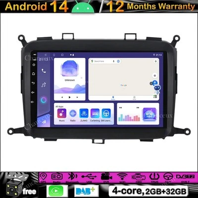9"Android 14 Autoradio Carplay GPS SAT Navi DAB Stereo For KIA Carens 2013-2018