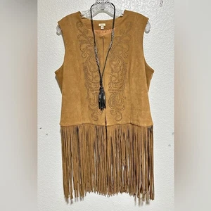 Chaqueta Chaleco REBA Western Marrón Imitación Gamuza Tachonada - Rodeo NFR - Grande Usada en Excelente Condición - Imagen 1 de 4