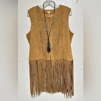 Jaqueta colete cravejada REBA marrom ocidental camurça sintética -Rodeio NFR - Grande em excelente estado usado - Imagem 1 de 4