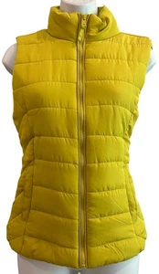 NEW AEROPOSTALE Yellow Puffer Vest Jacket S Quilted Stitch Full Zip Front NWT - Picture 1 of 5