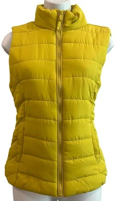 NEW AEROPOSTALE Yellow Puffer Vest Jacket S Quilted Stitch Full Zip Front NWT - Image 1 of 4