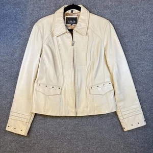 Adler White Lamb Leather Jacket For Women Size Large - Picture 1 of 5