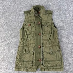 Abercrombie & Fitch Utility Vest Womens XS Army Olive Pockets Outdoor Layering - Picture 1 of 11