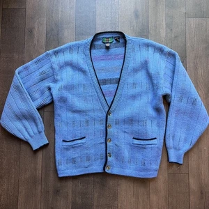 Vintage Colours by Alexander Julian Knit cardigan Men’s Medium Blue wool blend - Picture 1 of 4