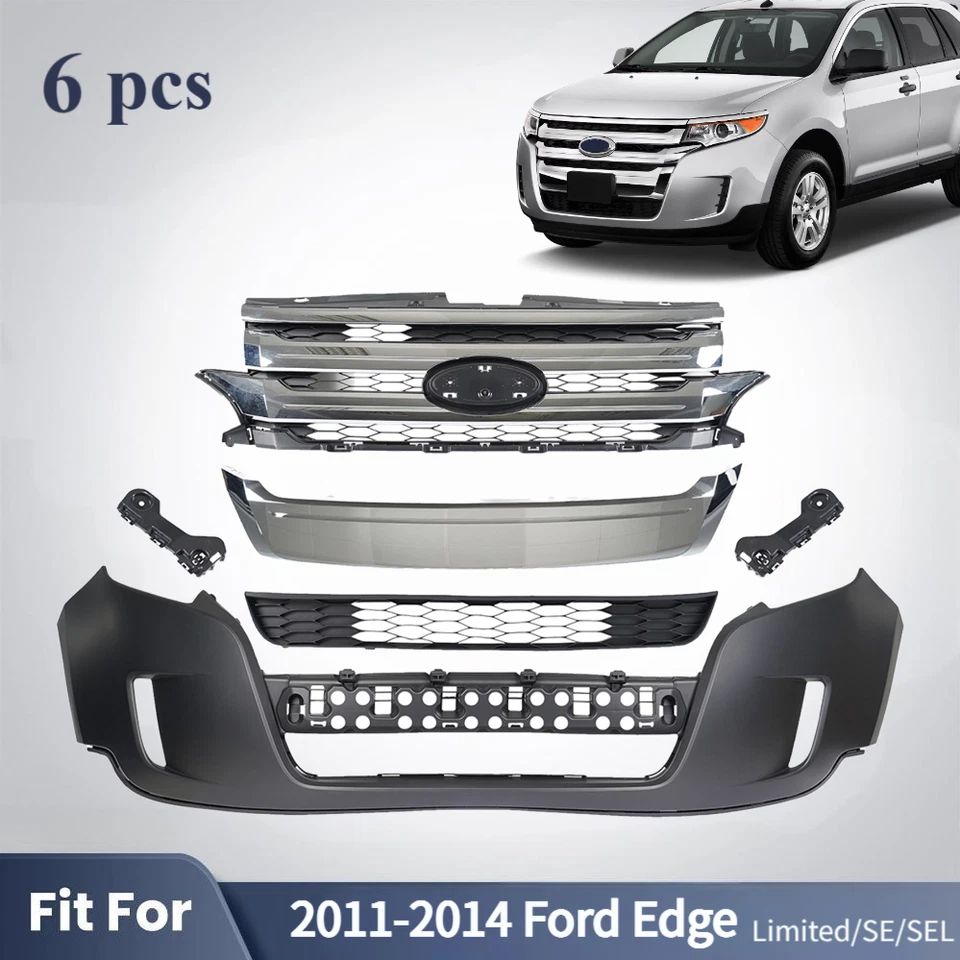 For 2011 2012 2013 2014 Ford Edge Front Bumper Cover Assembly Grille Kit Grill Foto 1 de 4