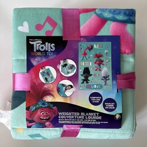 DreamWorks Trolls World Tour 4,5 Pfund Gewichtsdecke 36 Zoll x 48 Zoll Neu - Bild 1 von 14