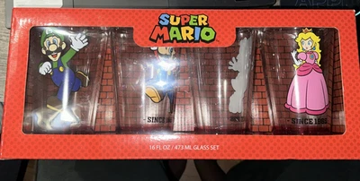 Juego de 4 vasos de bebida coleccionables Super Mario - 16 oz. NUEVO Foto 1 de 4