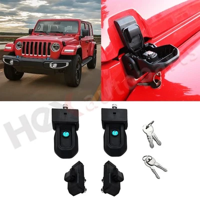 Pestillos de capó con llaves aptos para Jeep Wrangler JL JLU & JT bloqueo de capó bloqueo de captura Foto 1 de 4