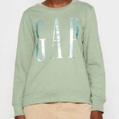 Sudadera GAP Verde Salvia Cuello Redondo Logo Metálico Para Mujer XL Preppy Informal Foto 1 de 4