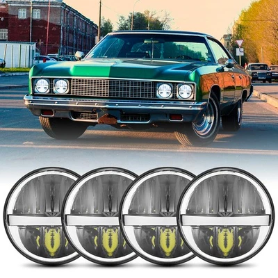 Faróis de LED redondos 4 peças 5,75" feixe alto/baixo para Chevy Impala El Camino Corvette - Imagem 1 de 4