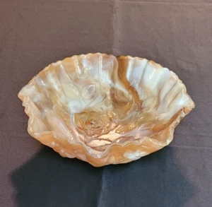 Plato de 9" vintage de vidrio imperial con patrón de rosa beige blanco - Imagen 1 de 8