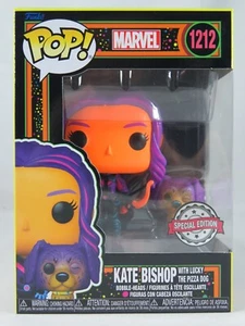 Marvel Funko Pop - Kate Bishop with Lucky the Pizza Dog (Black Light) - No. 1212 - Picture 1 of 14