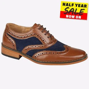 Goor Eddison Junior Smart Formal Classic Fashion Brogue Shoes Tan - Picture 1 of 1