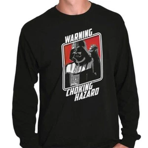 Funny Sci Fi Movie Warning Choking Hazard Mens Long Sleeve Crew Neck T Shirt - Picture 1 of 8