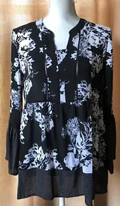 Counterparts Silky Fashion Blouse - Black & White, Size Small - New Without Tag - Picture 1 of 8