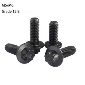 M5 M6 Torx Sechskantschrauben Schrauben Schwarz mit Flansch Kopf Sechskant 12.9 - Picture 1 of 6