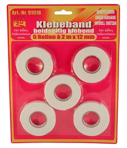 5 Rollen doppelseitiges Klebeband, beidseitig klebendes Klebeband, Kleberollen - Picture 1 of 1