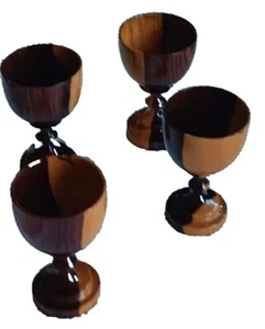 MCM Copas Circa 1960 Vintage Madera Cócteles Bebidas - Imagen 1 de 7