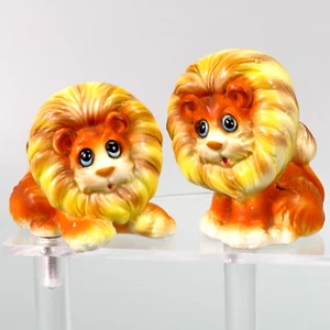 Vintage Norcrest Lion Salt Pepper Shakers Big Eyed Anthropomorphic H121 Japan - Picture 1 of 12