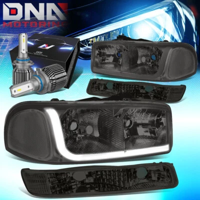 PARA 1999-2007 GMC SIERRA 1500 LÂMPADAS DE FAROL DE SINAL COM KIT LED + VENTILADOR LEGAL FUMÊ - Imagem 1 de 4