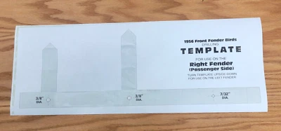 Chevrolet 1956 accesorio guardabarros delantero pájaros agujero perforación plantilla e instrucciones Foto 1 de 3