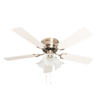 Ceiling Fan With Lamps Kisa Deluxe Brass 105 CM Wings White & Maple - Image 1 of 4