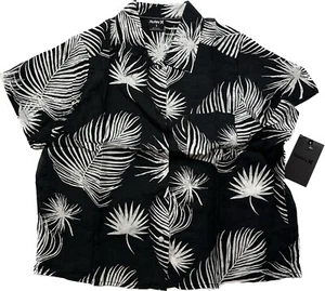 Hurley Getaway Printed Shirt Short Sleeve Black White Cropped Women's Size Small - Picture 1 of 7