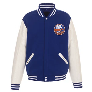 NHL New York Islanders Reversible Fleece Jacket PVC Sleeves 2 Front Patch Logos - Bild 1 von 5