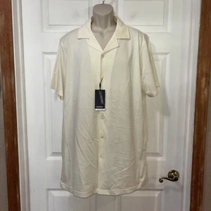 NWT $79 Murano Liquid Luxury Shirt SS Pale Yellow Big & Tall 2XT Cotton Collared - Picture 1 of 6