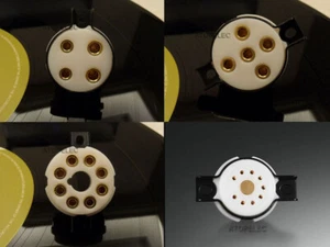 EIZZ Vacuum Tube Socket PTFE Base 24K Gold Plated 4/5/6/8/9 Pin HiFi Audio - Picture 1 of 7