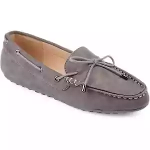 Journee Collection Slip On Moccasin Loafers Thatch Size US 6.5M Grey Microsuede - Picture 1 of 5