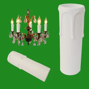 4x Blanco Goteo Vela Manga Efecto Cera Candelabro Bombilla Funda 105mm x 27mm - Imagen 1 de 3