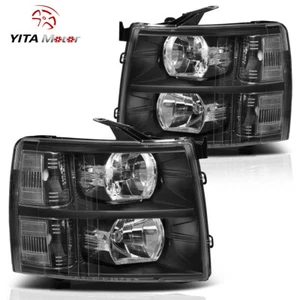 Black Housing Headlights For 2007-2013 Chevy Silverado 1500 2500HD Left & Right - Picture 1 of 11