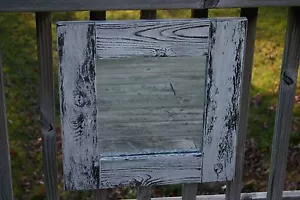 Reclaimed Cedar Distressed Rustic Handmade Square Wall Mirror Black & White - Picture 1 of 5