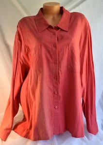 DRAPER'S & DAMON'S (3X) Shirt Mottled CORAL PINK 55% LINEN Button Up Top - Picture 1 of 8