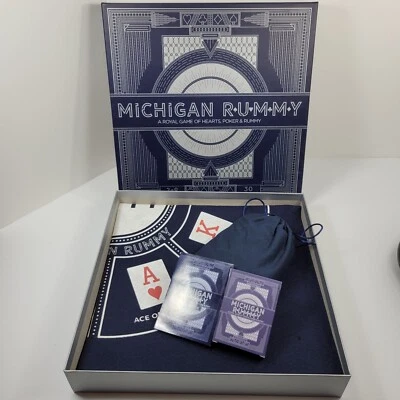 Michigan Rummy Set 24x24 Felt Mat Hearts Poker Felt and 200 Chips - Image 1 of 4