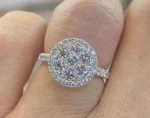 1.50Ct Round Cut Lab Created Diamond Wedding Ring 14K White Gold Plated Silver - Picture 1 of 7