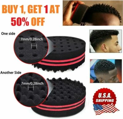 Red Double Side Magic Hair Brush Sponge Twist Wave Barber Afro Hair Curl Wave US - Image 1 of 4