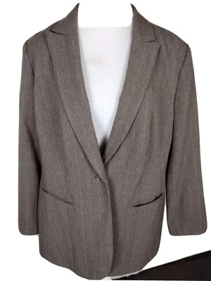 Style Co Mujer Talla 16W Marrón Con Rayas Metálicas Doradas Traje Chaqueta Separada S53 Foto 1 de 4