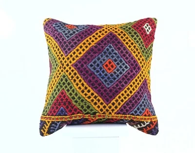 18"x18" Kilim Pillow Cover  Handmade Turkish Vintage Cushion Tribal Lumbar 1809 - Image 1 of 4