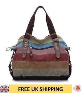 Women's Shoulder Tote Hand Bag Multi Colored Canvas Boho Messanger Bag New - Picture 1 of 7