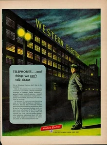 Teléfonos eléctricos occidentales 1954 vintage anuncio impreso antiguo ejército de defensa del Tío Sam - Imagen 1 de 8