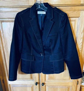 Kasper Essential Sportswear vintage denim blazer gray wash lined size 4 Preowned - Picture 1 of 8